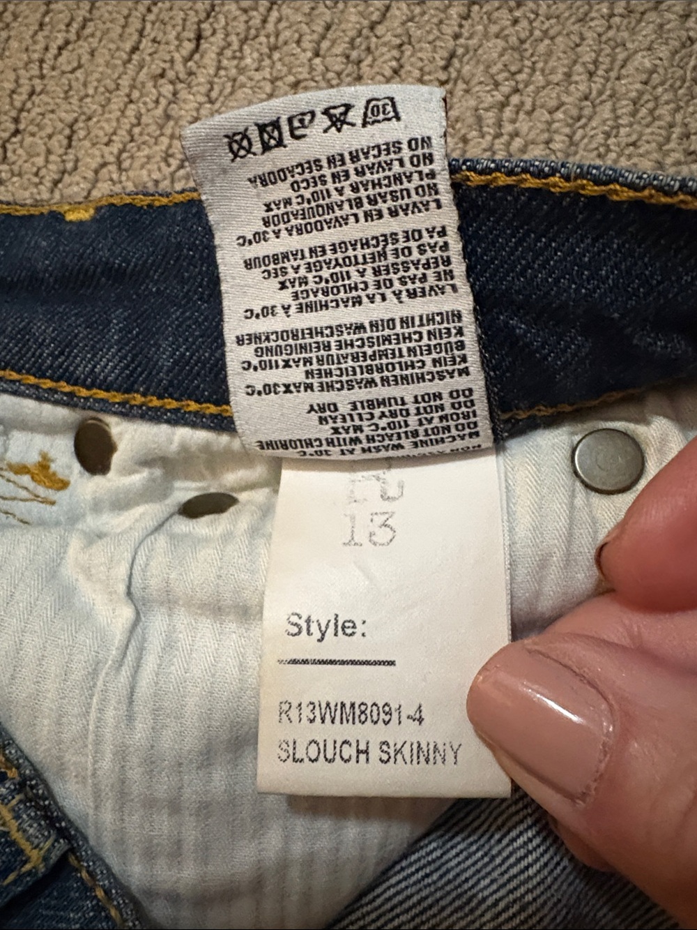 R13 Women's Dark Blue Skinny Jeans - Picture 4 of 5